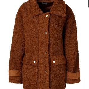 Brown teddy jacket from boohoo